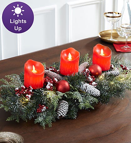 Christmas Lights Centerpiece with LED Candle